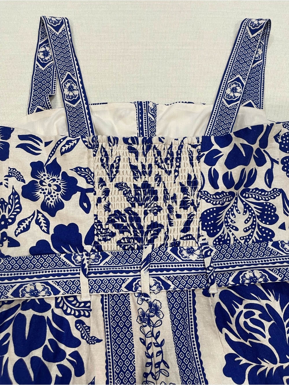 Rachel Zoe Blue White Linen Floral Romper Size 6 NWOT - Picture 3 of 10